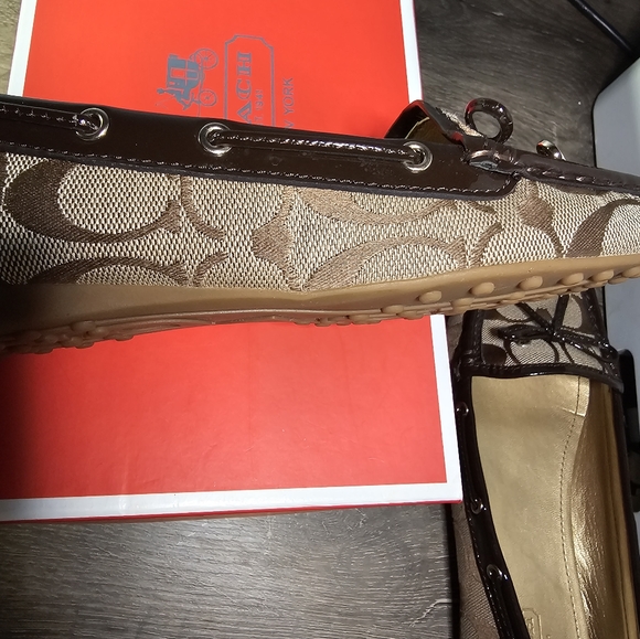 Coach Finna 8 M kahki jacquard driving shoe flat slip on moccasin style driving - Picture 7 of 8
